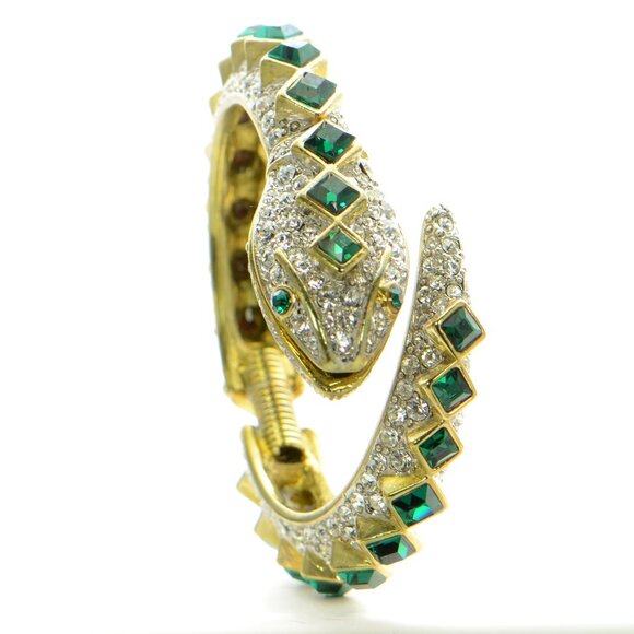 Kenneth Jay Lane Jewelry - Vintage Kenneth Jay Lane KJL Gold-tone Crystal Snake Bracelet